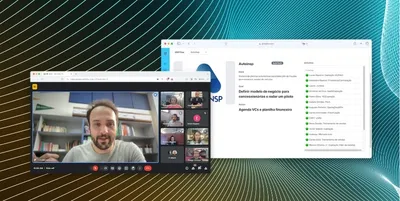 Office hours por videochamada, com um documento compartilhado na tela